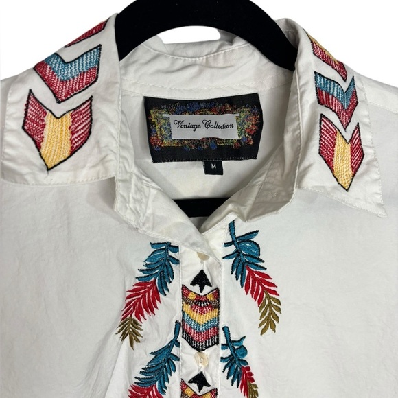 Vintage Collection Western Embroidered Oversized Button Front Cotton Blouse Med - Picture 2 of 11